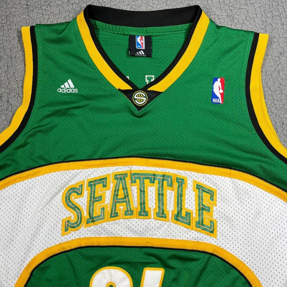 Adidas Seattle SuperSonics Ray Allen 34 NBA Jersey Green Yellow Mens Medium +2